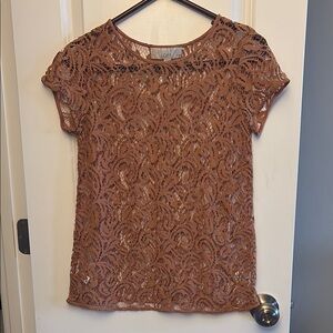 Brown Lace Women’s Top Small Petite